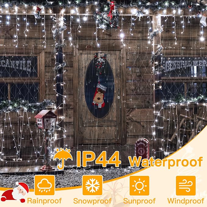 Ollny Icicle Lights for Outside 1000LED 82FT, Cool White Christmas Light with Remote 8Modes Timers Waterproof Dimmable, Plug in Hanging Lights for Outdoor Indoor House Roof Holiday