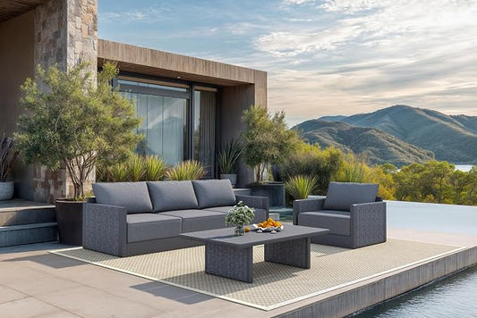 PURPLE LEAF 5 Pieces Patio Conversation Sets Patio Furniture Set Patio Seating Sofas Aluminum Furniture Outdoor Couch Sectional Set with Aluminum Table and Thick Cushions Gray