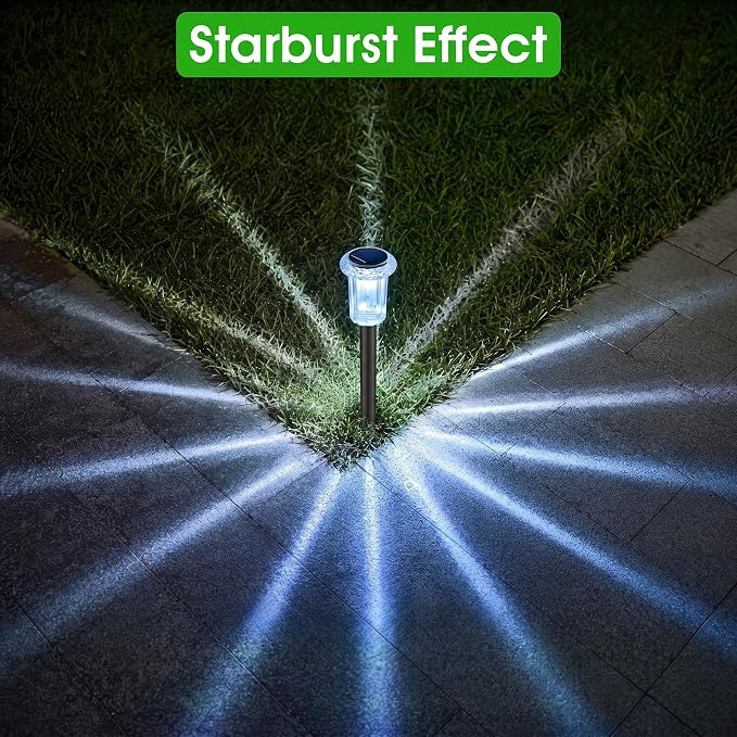 Eyrosa Solar Pathway Lights Outdoor Waterproof, 15 Pack Cool White Solar Garden Lights, Diamond-Cut Starlight Decor, Stake Lighting for Yard Path Walkway Driveway Patio Lawn Outside