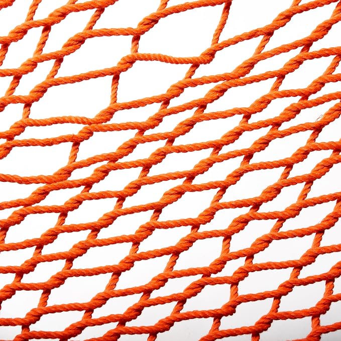 Fab Habitat 12-14 ft Adjustable Quick Dry Recycled Polyester Rope Hammock, Fade Resistant, 2 Person Indoor/Outdoor (460lbs Capacity) for Patio, Poolside, Backyard, Garden, Balcony, Miami - Tangerine