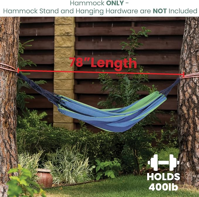 Northlight 78" Blue and Green Striped Woven Cotton Double Brazilian Hammock
