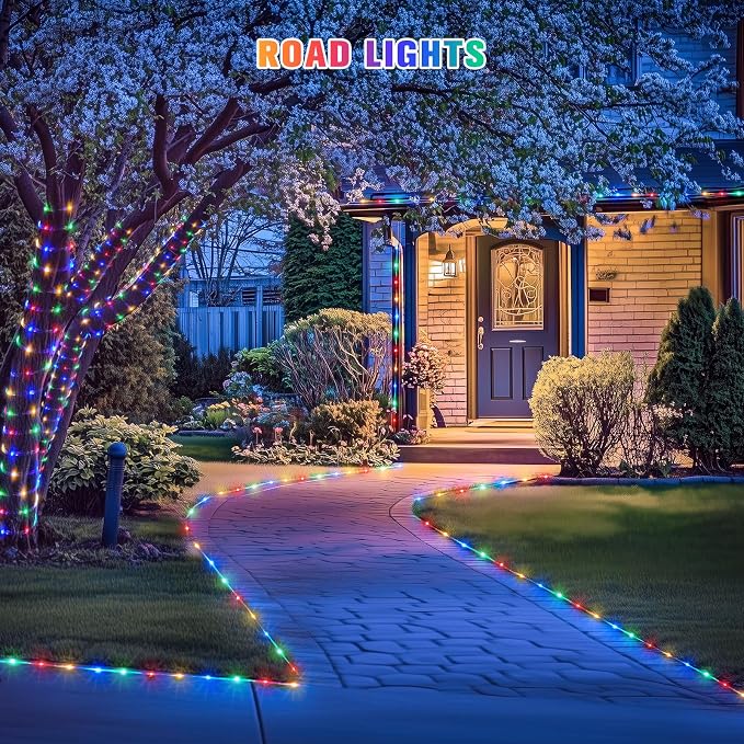 JMEXSUSS Solar Trampoline Lights, 2 * 200 LED Solar Rope Lights | 66ft IP 65 Waterproof Camping Light Outdoor, 8 Modes Trampoline Accessories for Camp Ladder Slide Tent (Multicolor)
