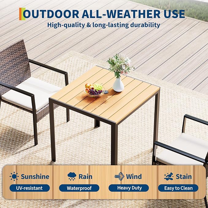 3 Piece Patio Dining Set, Wicker Outdoor Table and Chairs with Umbrella Hole ＆ Soft Cushion, Patio Furniture Set for Backyard, Garden, Poolside, Deck - Black＆White
