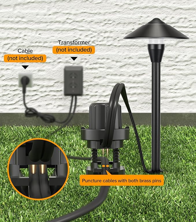 LUTEC 12V Low Voltage Pathway Lights, Die-cast Aluminum Pathway Lights with Connectors，IP65 Waterproof Outdoor Landscape Lighting, 3W 240LM Warm White 3000K for Path, Yard, Garden, 2 Pack
