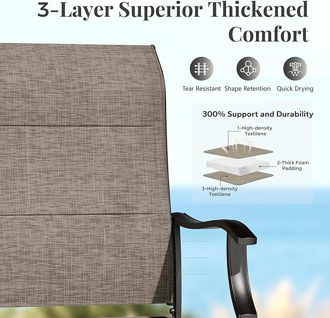 MIXPATIO Patio Dining Set for 6, Outdoor Metal Table and Swivel Chairs Set, 7 Piece Patio Furniture Set with Umbrella Hole for Backyard Deck