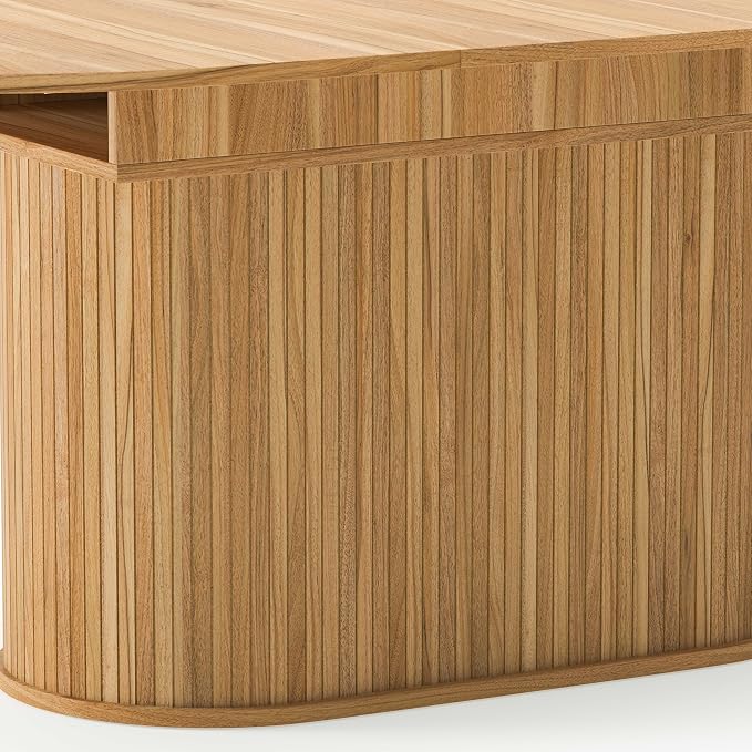 55.11"-70.86" Extendable Dining Room Table, Oval Dining Table Set for 4 People, Mid Century Modern Dining Table for Gatherings, Meeting, Small Kitchens, Dining Office Areas, Natural