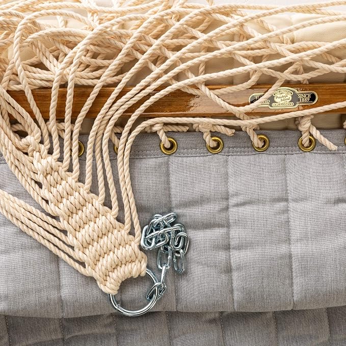 Original Pawleys Island Large Canvas Granite Sunbrella Quilted Hammock – 13 ft. x 55 in., 2-Person, 450 lb Capacity, Oak Spreader Bar, Handcrafted in the USA