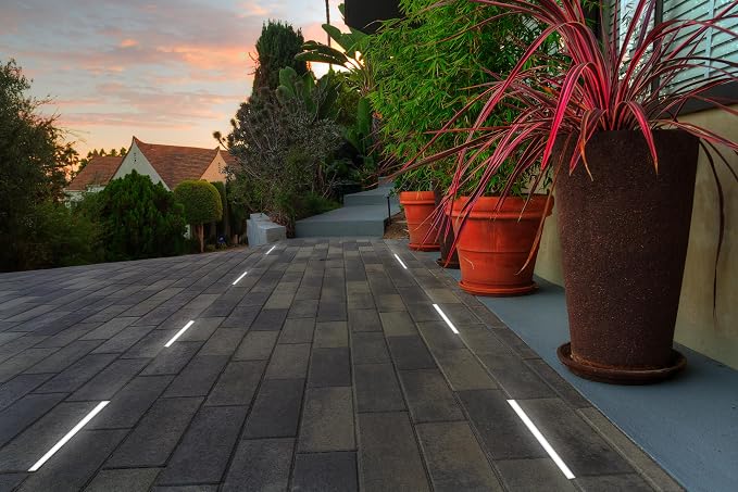 LUMENGY Paver Light Slim 0.5x14 Inch(0.55x13.77) 5000K Daylight, Glare-Free Linear Lighting for Driveways, Walkways and Paver Borders, 12V Hardwired, IP67 Waterproof, Drive-Over Rated