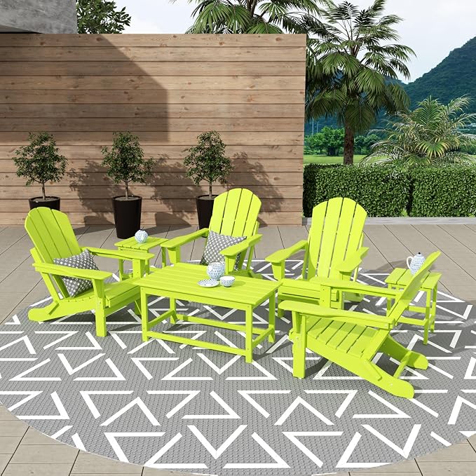 WestinTrends Malibu 3-Piece Set Outdoor Coffee and Side Table for Adirondack Chair, Lime
