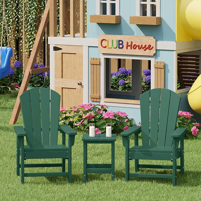 Costaelm Kids Outdoor End Table, Small Patio Table, Outdoor Side Table Porch Table Adirondack Patio Side Table for Outside, Pool, Porch, Garden, Dark Green