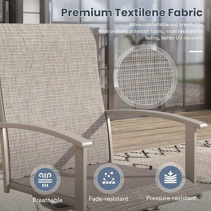 VICLLAX Outdoor Table and Chairs Set of 4, Metal Patio Dining Set-40.7" Round Dining Table and 4 Swivel Chairs for Deck, Lawn and Garden, Sandshell Color