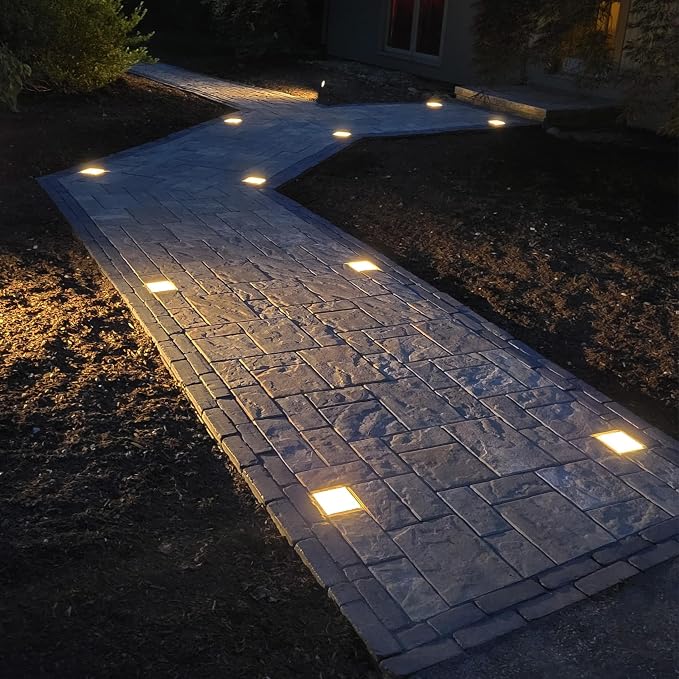 LUMENGY Paver Light 4x4 Inch (3.93x3.93), 2700K Warm White, Glare-Free Brick Lighting for Driveways, Walkways, Pool Decks and Patios, 12V Hardwired, IP67 Waterproof, Drive-Over Rated