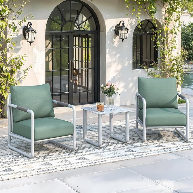 18" Aluminum Outdoor Side Table with U-Shaped Legs, Square Patio End Table with Wave Pattern Slatted Top, Rust-Resistant Modern Coffee Table for Balcony and Poolside, White