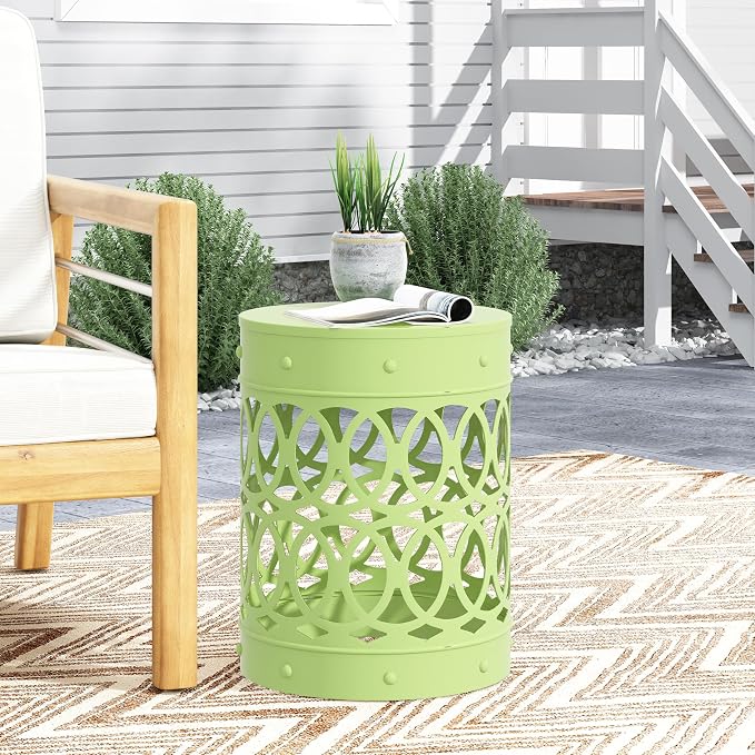 Outdoor Metal End Table, Green