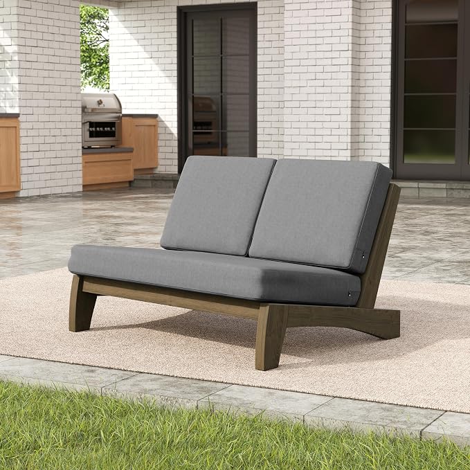 Pia Ricoo 1-Piece Patio Furniture Set, Outdoor Loveseat with 4.5-Inch Thick Cushions, All-Weather Outdoor Sofa for Backyard, Deck, Lawn - Gray (Split Back)