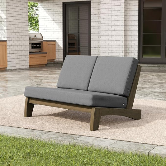 Pia Ricoo 1-Piece Patio Furniture Set, Outdoor Loveseat with 4.5-Inch Thick Cushions, All-Weather Outdoor Sofa for Backyard, Deck, Lawn - Gray (Split Back)