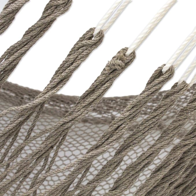 NOVICA Natural Grey Hand Woven Cotton 2 Person XL Mayan Rope Hammock with Hanging Accessories, 'Maya Mist' (Double)