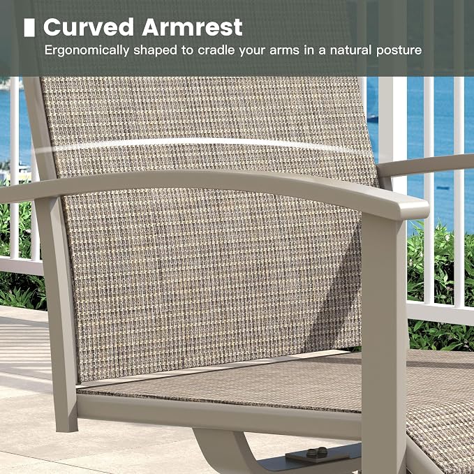 7 Pieces Round Patio Dining Set, Outdoor Furniture of 50" Round Patio Table and Patio Swivel Chairs for Backyard Lawn Garden, Sandshell Table and Sandshell Chairs