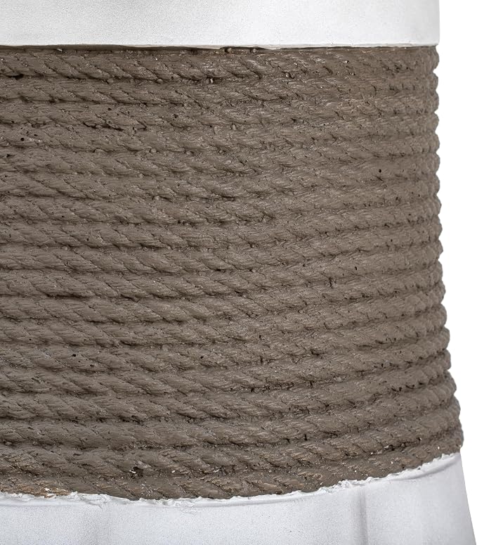 Christopher Knight Home Arford Outdoor Round Side Table, MGO End Table with Woven Rope Texture and Fan-Shaped Base, Decorative Accent Table for Indoor Outdoor Living Spaces, Light Gray and Brown