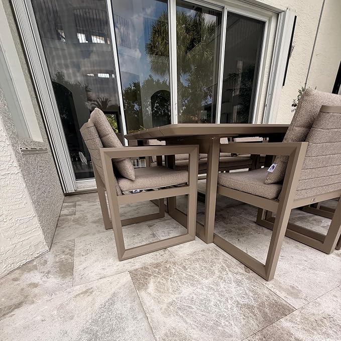 PURPLE LEAF Outdoor Dining Set for 8 Aluminum Luxury Patio Furniture Table and Chairs Set with All Weather Thick Cushion Rectangular Patio Dining Sets for Large Backyard Garden Poolside, Khaki