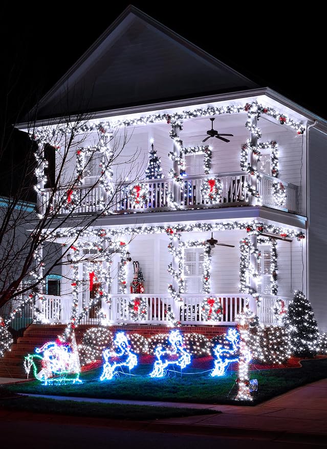 Minetom Solar String Lights Outdoor,40FT 100 LED Solar Powered String Light | Patio Light with 8 Lighting Modes, Waterproof Outdoor Solar Lights for Outside Tree Garden Balcony Yard Christmas, Pure White