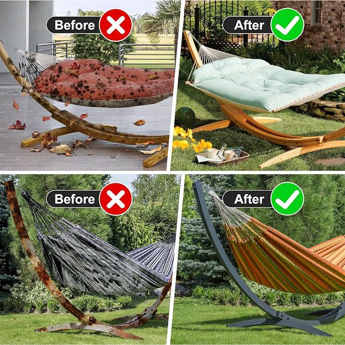 Waterproof 10 FT Hammock Cover, 210T Sun Rain UV Dust Snow Protection Outdoor Hammock Covers with Windproof Straps & Soft Cotton Lining for 10ft Stand