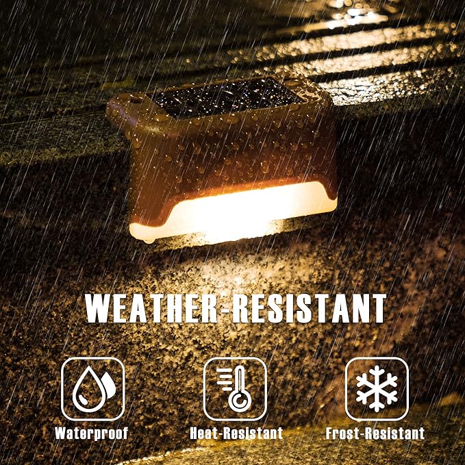 GIGALUMI Led Solar Deck Lights, 20 Pack Waterproof, Warm White | LED Solar Lights for Outdoor Deck, Stairs, Step, Fence, Railing, Yard and Patio