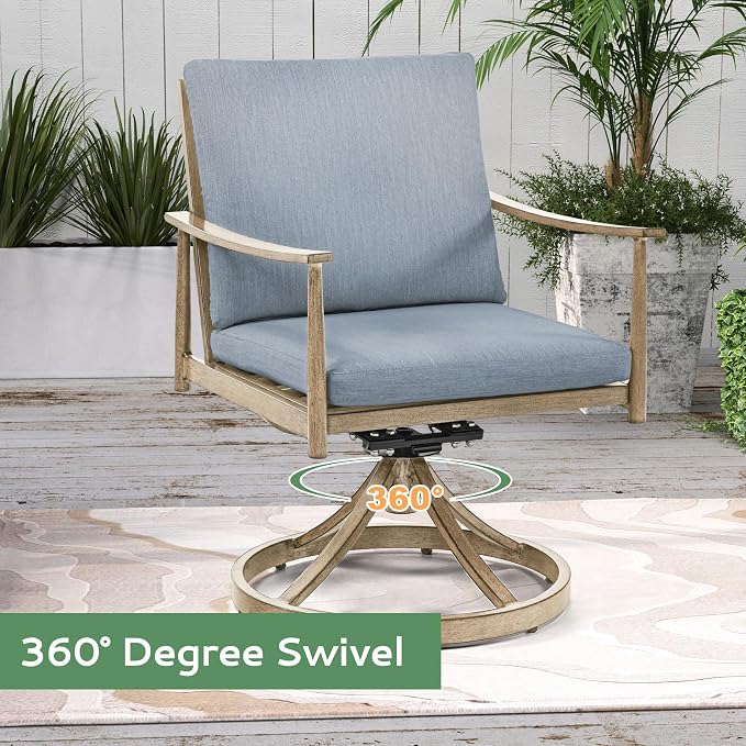 9-Piece Outdoor Dining Set for 8, Aluminum Dining Set with Cushions, 6 Dining Chairs and 2 Swivel Chairs with Rope Backrest,Large Rectangular Table with Umbrella Hole for Lawn Porch Yard,Brown