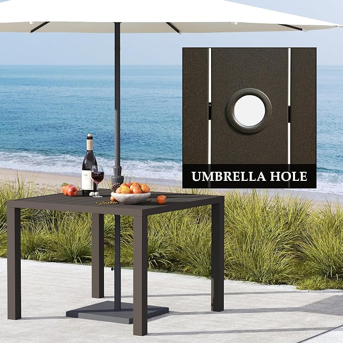 Patio Dining Table, Square, 4-Seater, Brown