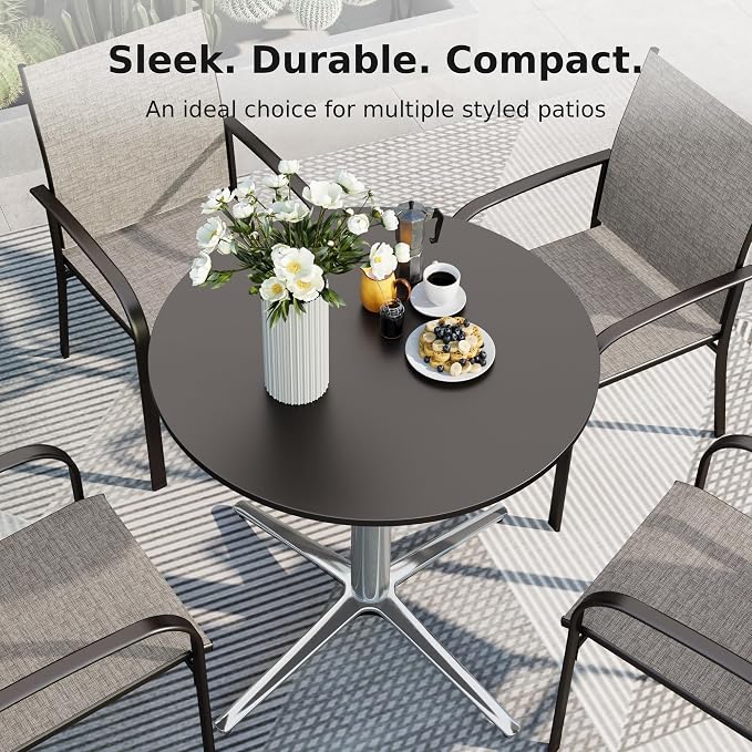MFSTUDIO Outdoor Patio Bistro Table, Round Patio Dining Table for 2 to 4, 30" Metal Outdoor Side Coffe Table for Balcony Backyard Patio Garden or Indoor
