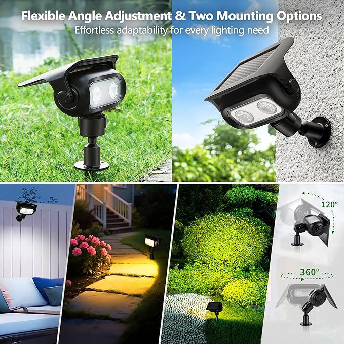Brizled Solar Spot Lights Outdoor Color Changing 4 Pack Landscape Spotlight | RGB 9 Color 11 Mode; 360° Rotation; Waterproof; Stake/ Wall Mounted LED Uplights for Outside Halloween Xmas Yard Tree Garden