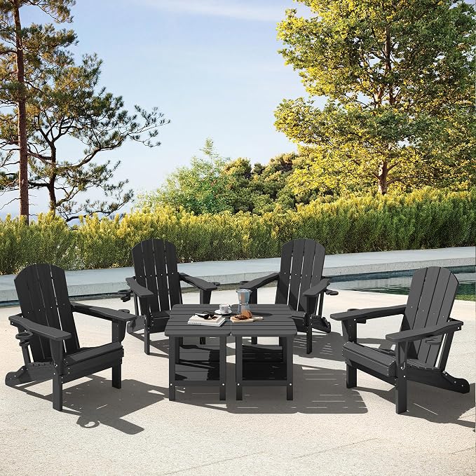 SERWALL Adirondack Table Set of 4, Outdoor Side Table- Gray