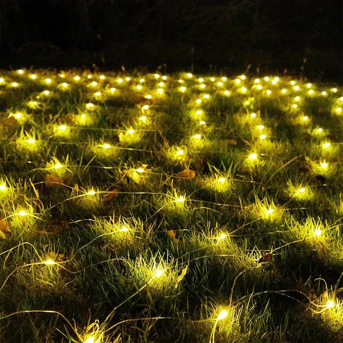 Bush Lights Outdoor, 9.8FT x 6.6FT Christmas Decorations Outdoor Net Lights, 8 Modes Connectable Mesh Light, 196 LED Christmas Warm White for Trees, Bushes, Garden, Yard Decorations