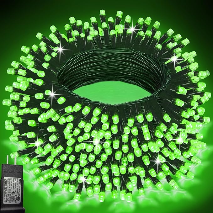 200 LED Green Halloween Lights Outdoor String Lights, 66 ft | Green Wire Waterproof Twinkle Fairy Lights with Timer, 8 Modes Connectable String Lights Indoor Bedroom Christmas Decorations