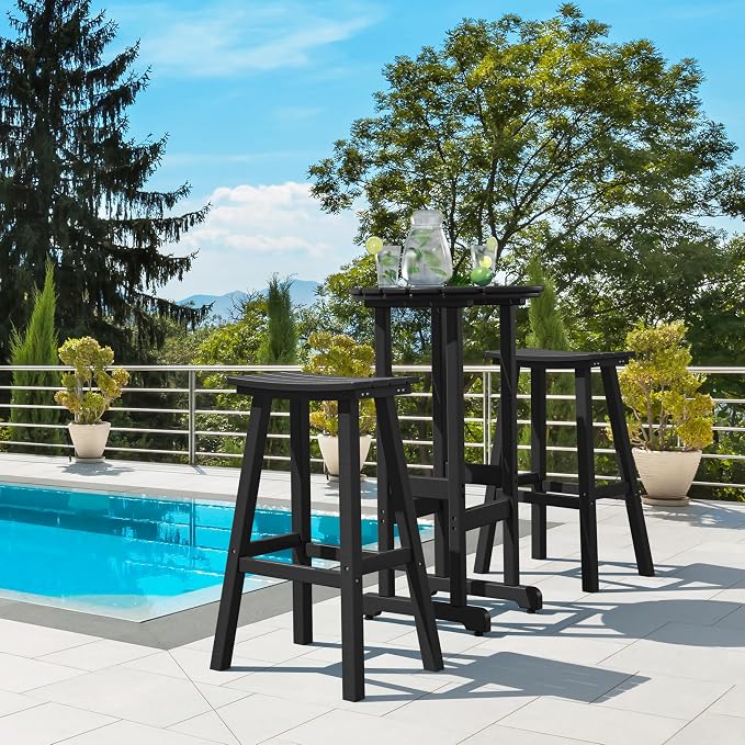 nalone 40" Outdoor Bar Table, All Weather HDPE Bar Height Patio Table Counter Round Patio Cocktail Bar Tables, Tall Bistro Pub Table for Deck, Porch, Backyard, Garden