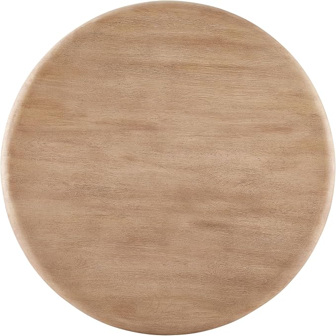 Modway Tori 48 Inch Round Concrete Outdoor Dining Table in Oak - Modern Patio Bistro Table, Seats 4, for Backyard, Balcony, Sunroom, Deck, Or Indoors