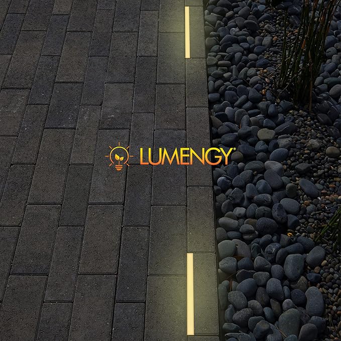 LUMENGY Paver Light Slim 0.5x12 Inch (0.55x11.8), 2700K Warm White, Glare-Free Linear Lighting for Driveways, Walkways and Paver Borders, 12V Hardwired, IP67 Waterproof, Drive-Over Rated