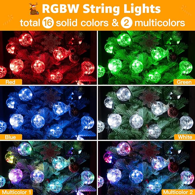 Ollny 30FT Outdoor String Lights, Waterproof Connectable Shatterproof RGBW Outside Light with 30 Edison LED Bulbs Plug in, Patio Lights for Indoor Balcony Porch Camping Deck