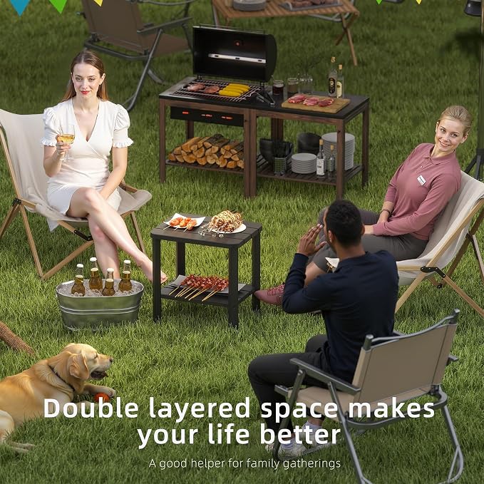Side Table, Premium & Durable Outdoor Side Table, Resin Patio Side Table with Waterproof Design for Patio, Backyard, Pool, Porch (Black)