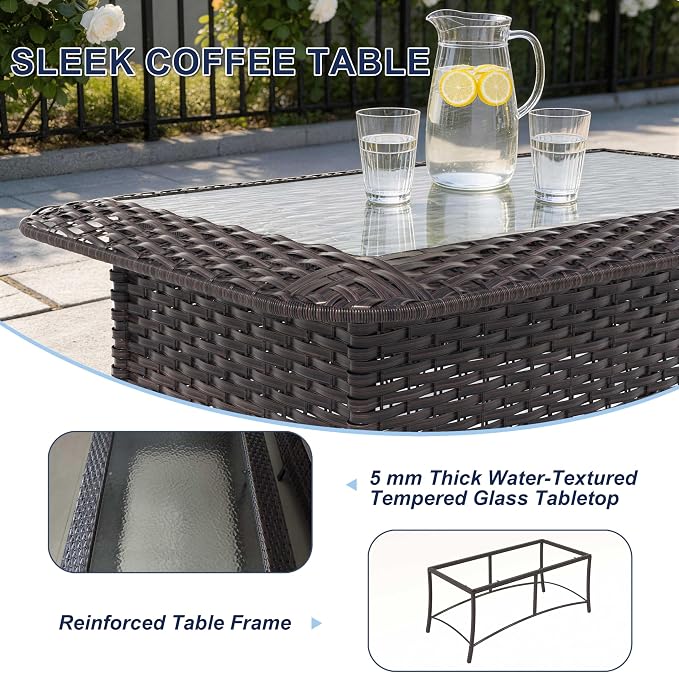 7-Piece Patio Furniture Set, Outdoor Thick Wicker Sectional Sofas with 2 Swivel Chairs, High Back Sectional Sofa Couch, Outdoor Conversation Set for Backyard, Porch, Deck, Dark Blue