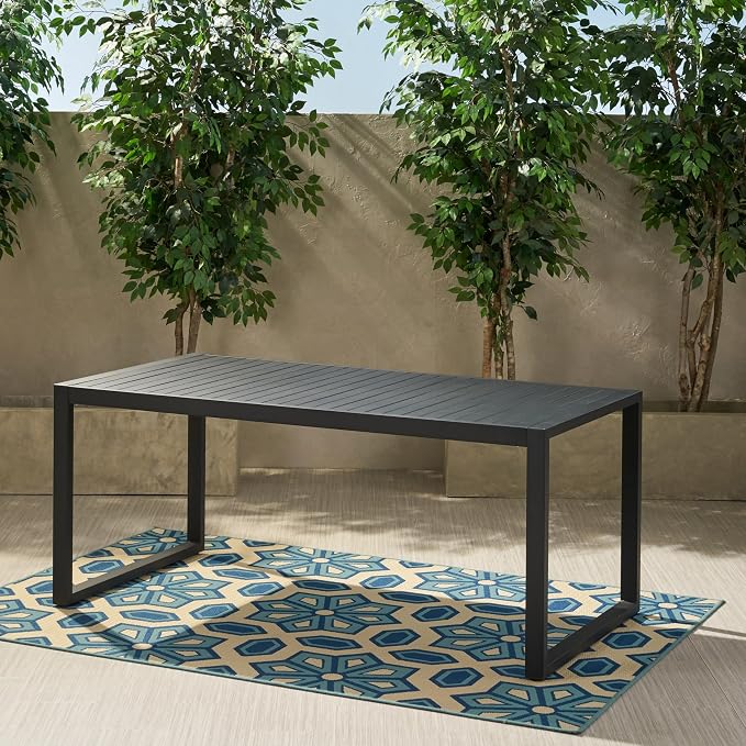 GOWE Outdoor Aluminum Dining Table, Black