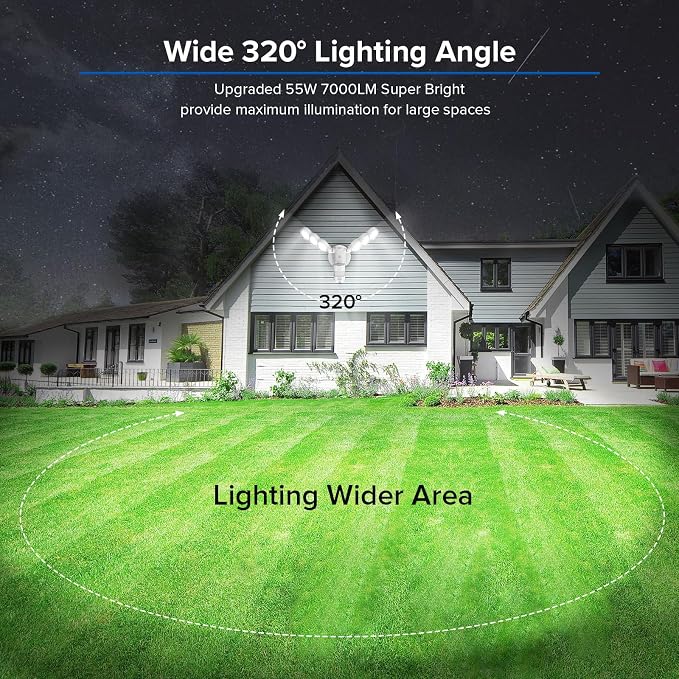 SANSI Motion Sensor Outdoor Lights 7000LM Security Lights | 55W Super Bright LED, 5000K Dusk to Dawn Flood Light, 4 Modes,320° Wide Angle,Yard, Patio, Garage, Doorways Wired Not Solar