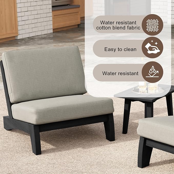 2 Pieces Patio Furniture Sets, All-Weather Outdoor Wood Bistro Set Patio Conversation Chiarsfor Balcony, Backyard