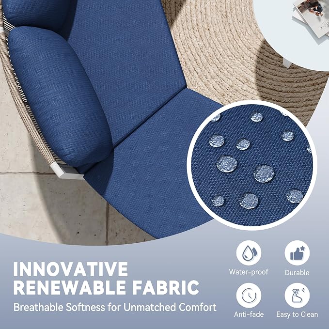 Crestlive Curved Patio Furniture Set, Modular Half Moon 8-Seater Sofa with Round Coffee Table, Aluminum Outdoor Sectional with 4.3" Cushions, All-Weather Couch for Backyard, Deck, Porch, Poolside
