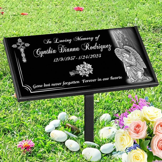 Personalized Memorial Granite Stone,Garden Memorial plaques for Outdoors,Headstones for Graves,Cemetery Marker,Memorial Stones,Grave Markers for Cemetery for Humans