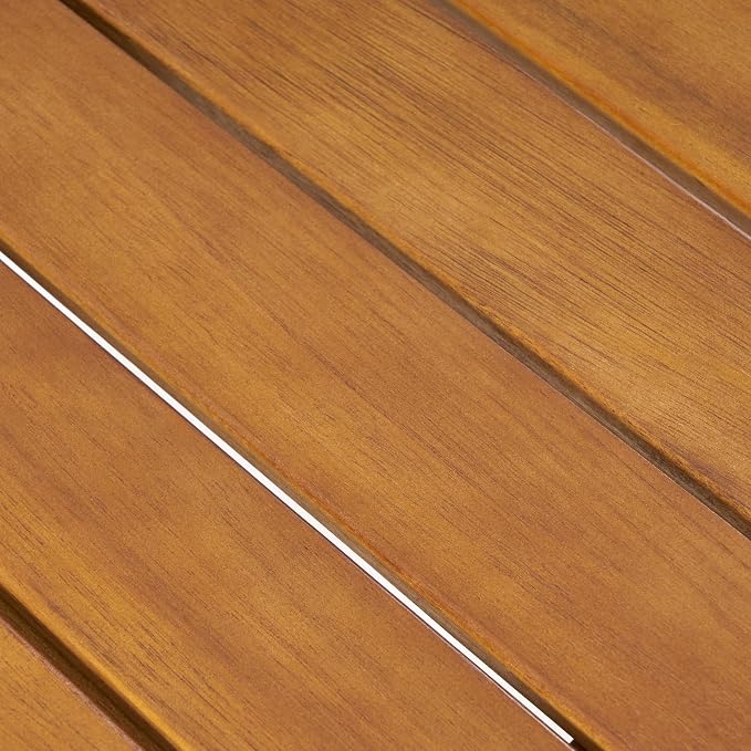 Acacia Wood Outdoor Side Table, Teak Finish