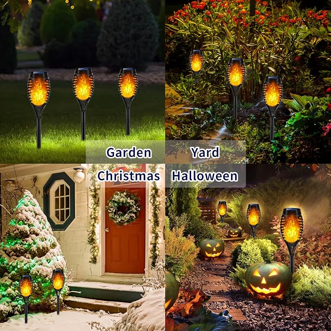 Swingers Solar Lights Outdoor, Halloween Solar Torch Lights | With Flickering Flame, Waterproof Outdoor Garden Lights for Outside Patio Pathway Yard Decorations