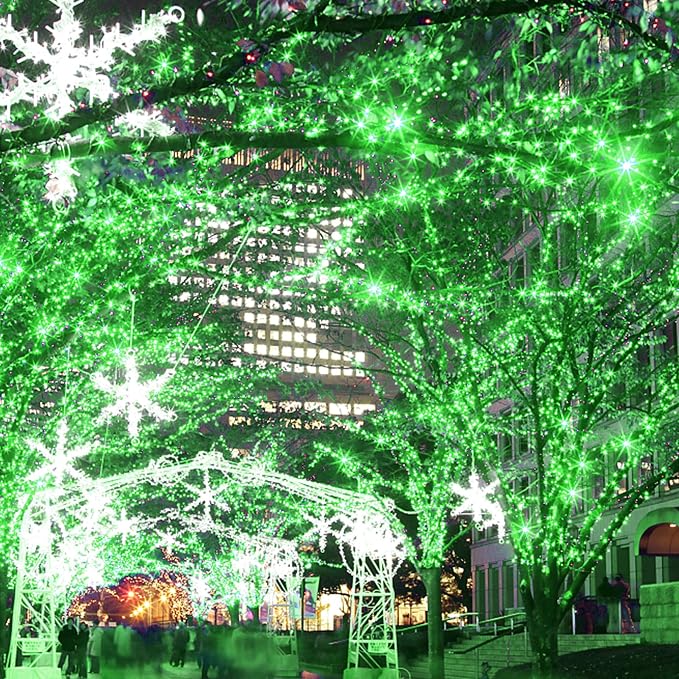 HOME LIGHTING 200 LED 66FT Christmas String Lights, St Patricks Day Fairy Lights with 8 Lighting Modes, String Mini Light Plug in for Indoor Outdoor Tree Garden Wedding Party Decoration, Green