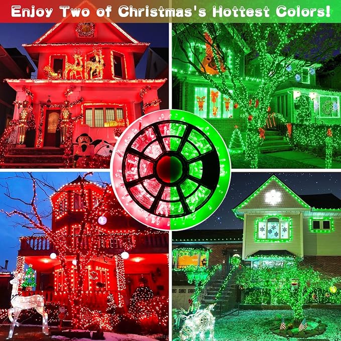 JMEXSUSS 168ft 600 LED Red to Green Halloween Lights Outdoor Indoor | Red Green Color Changing Christmas Lights, Christmas Twinkle String Lights Plug in for Tree Porch Yard Halloween Decorations