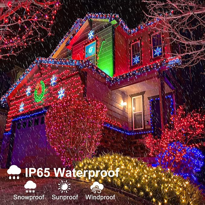 Red Christmas Lights Outdoor, 66FT 200 LED Christmas Tree Lights Indoor | Waterproof 8 Modes Connectable String Lights for Outside Indoor Bedroom Patio Yard Wedding Party Holiday Decorations